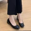 Height-increasing Shoes Square Buckle Shallow Mouth Single Shoes Round Toe Shoes
