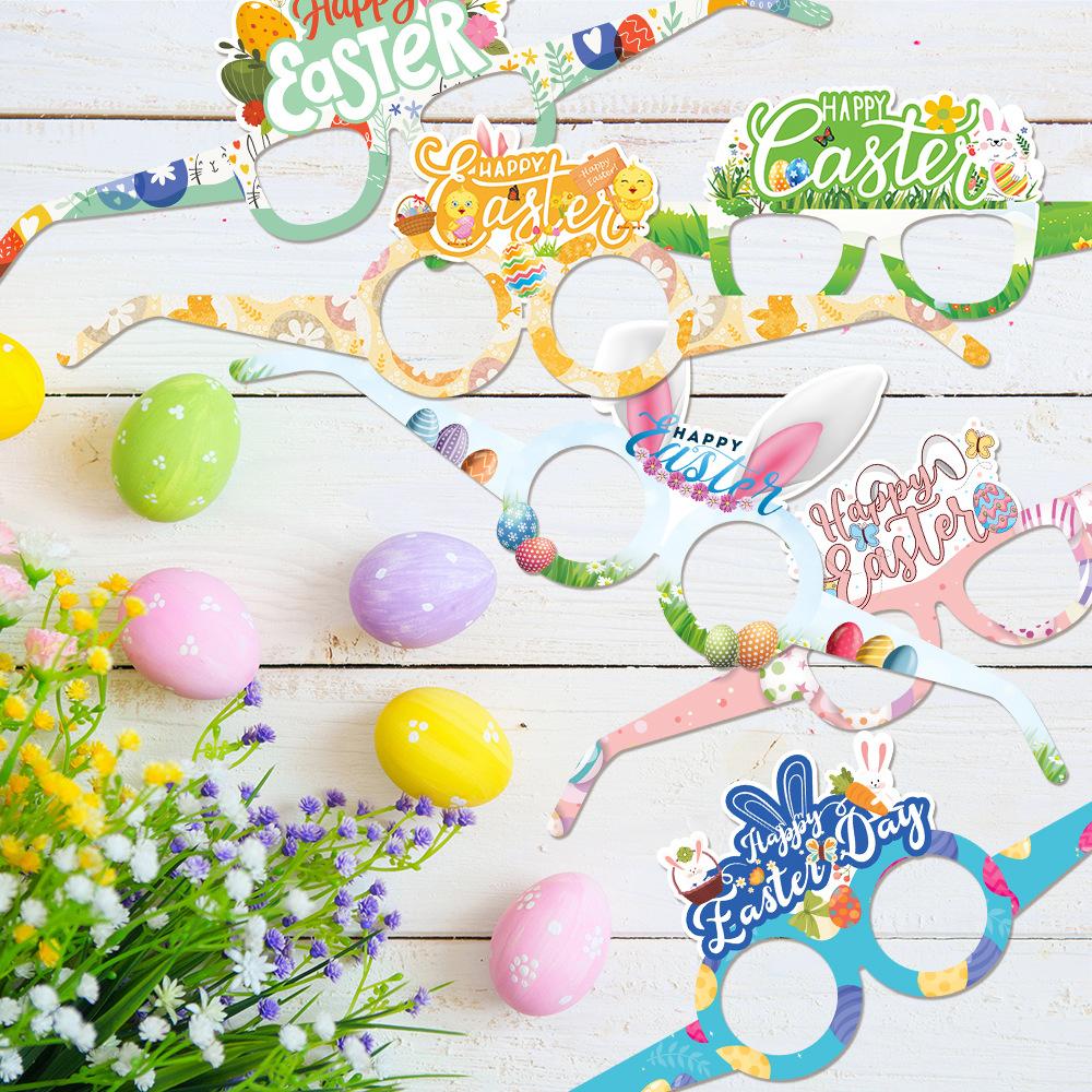 Ostern, Neuer Stil, Niedlicher Cartoon-Hase, Papierbrillen, Party, Foto-Requisiten für Kinder und Erwachsene, Dekorative Artikel
