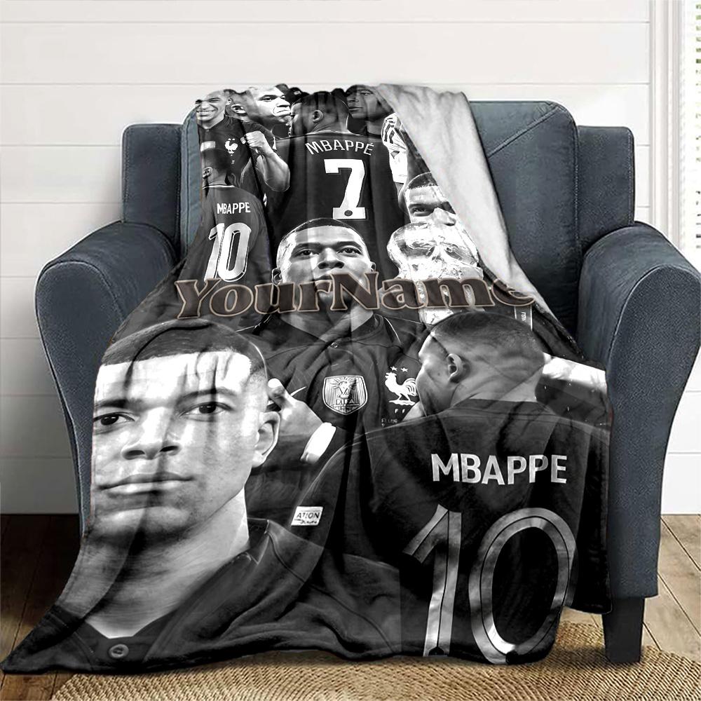 Coperta con Nome Personalizzato Mbappe Coperta Leggera Personalizzabile Morbida e Accogliente Adatta per Letto Decorazione Casa Divano Divano Quattro Stagioni Multiuso
