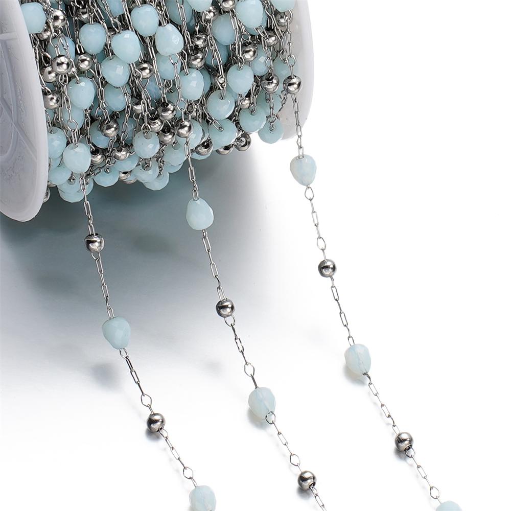 

1Meter Stainless Steel Multicolor Water Droplets Crystal Beads Chains for DIY Necklace Bracelet Jewelry Making Accessories 1Meter