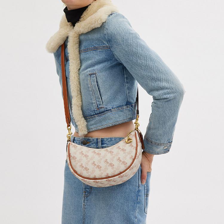 Coach Mira 23 Horse And Carriage Print Coated Canvas And Leather Crossbody Bag Medium Women Bags Chalk Polished-Amber CM584-B4TXF