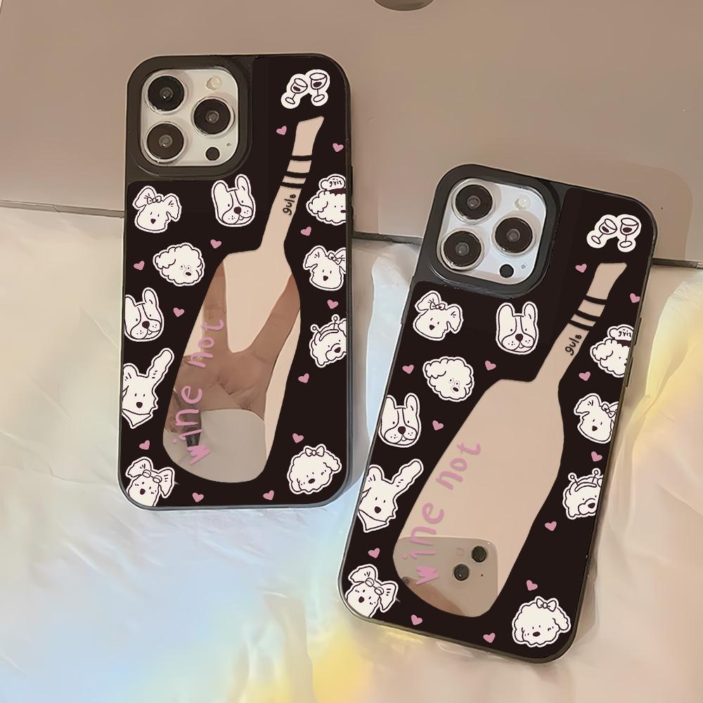 Mirror Phone Case for iPhone 15 11 13 14 for 15 16 Pro Max 12 13 16 Pro Cloud Flower and Animal Cute Style Phone Case