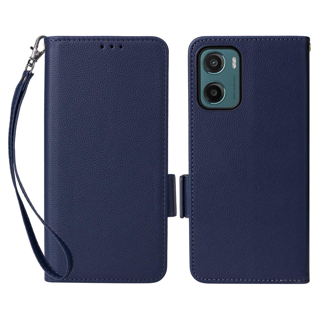 For Motorola Moto G05 4G/E15 4G Case with Wrist Strap Litchi Texture PU Leather Wallet Phone Cover