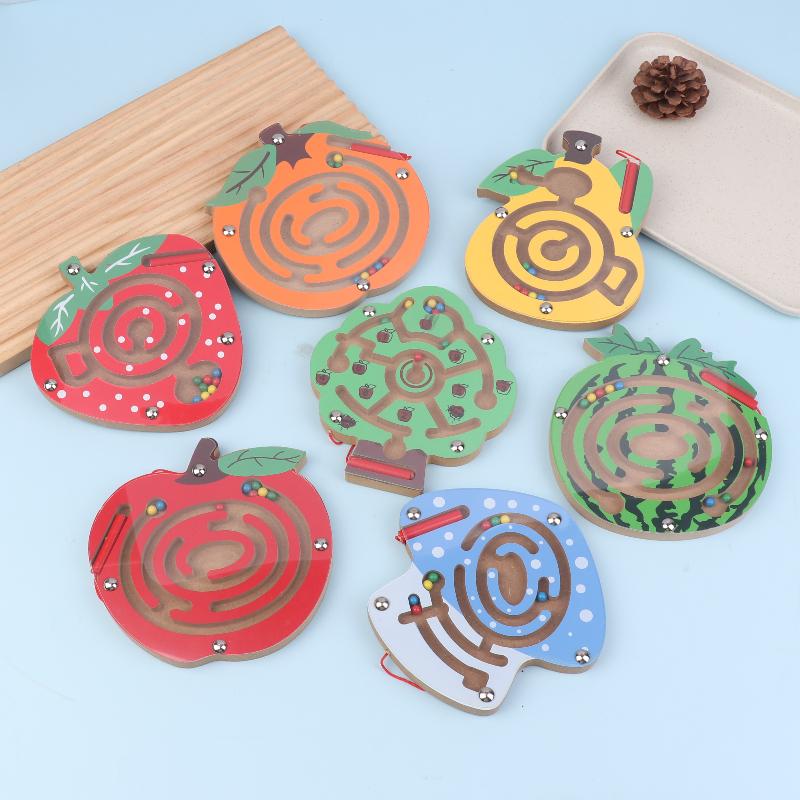 Magnetic Pen Maze Toy With Magnetic Beads, Wooden, Educational Early Childhood Toy, Kindergarten Gift Toy