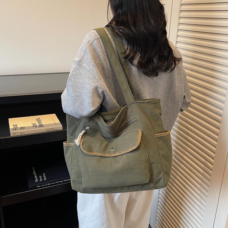 Manchesterväska Multi-Fick Pendlarväska Stor Kapacitet Axelväska Dam Bärbar Toteväska