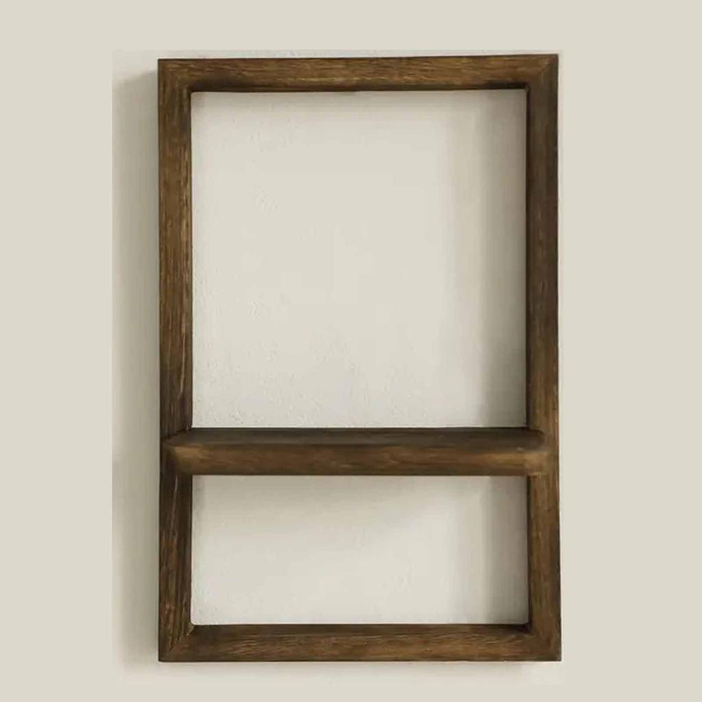 Wall,Mounted Wood Shelf, Photo Frame Display, Square Floating Shelf for Living Room, Bedroom & Home Decor