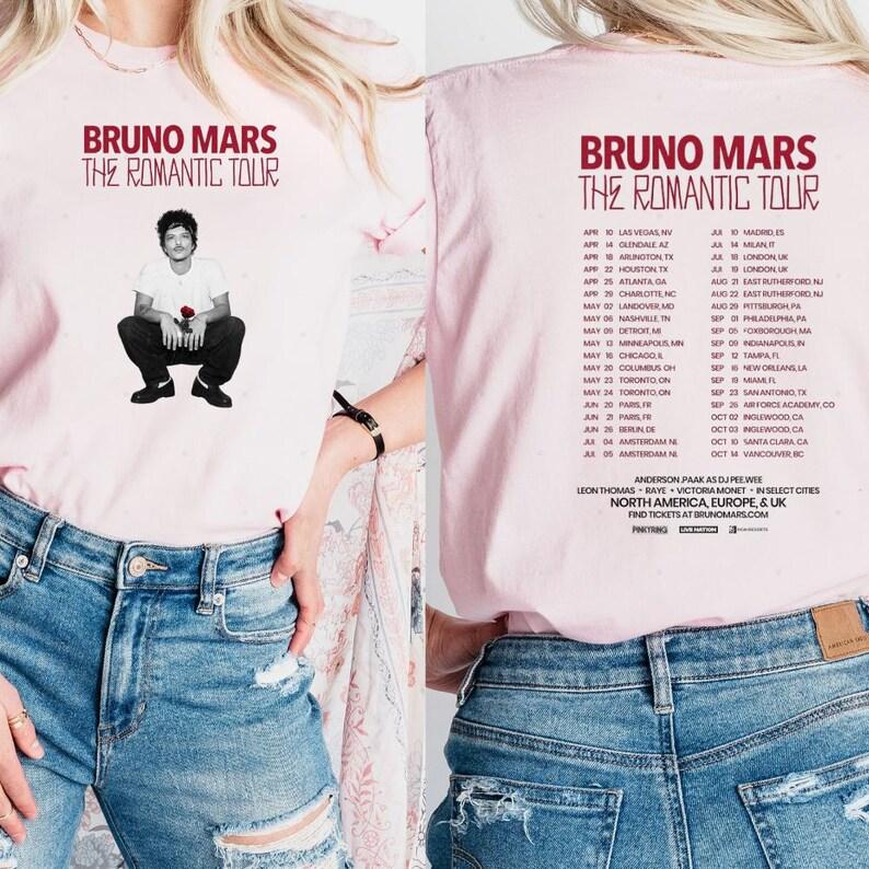 Sommer Mode Bruno Mars Romantische Tour Shirt, Retro Pop Konzert 2026 T-Shirt, Unisex Musik Fan Geschenk Hip Hop Streetwear Übergroßes T-Shirt