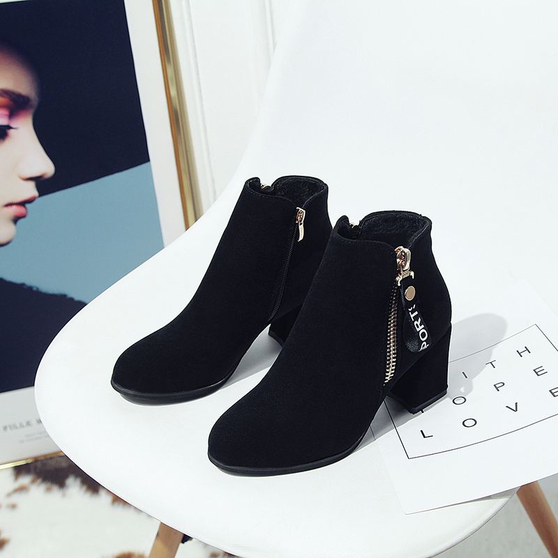 Fashion Heeled Ankle Boots for Women Autumn Winter Round Toe Booties Chic and Elegant Fashion 2025 Warm Woman Short Shoes On Promotion