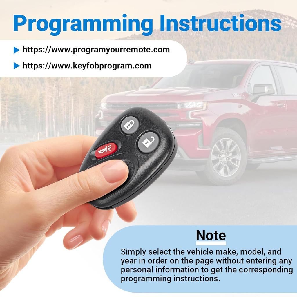 Keyless Entry Car Key Fob Replacement for 2003-2007 Chevy Chevrolet Silverado Tahoe Avalanche Equinox SSR Suburban/GMC Sierra Yukon/Cadillac