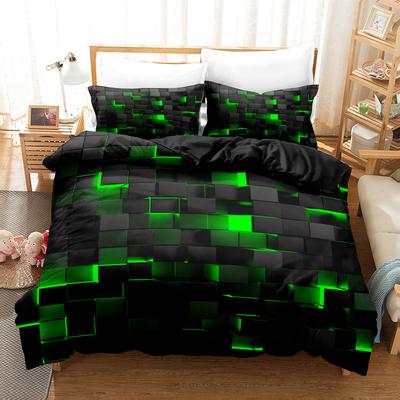 Set copripiumino 3 pezzi (1xCopripiumino + 2xFedere Senza Imbottitura) Set Biancheria da Letto con Stampa a Griglia Rossa Confortevole Copripiumino per Camera da Letto
