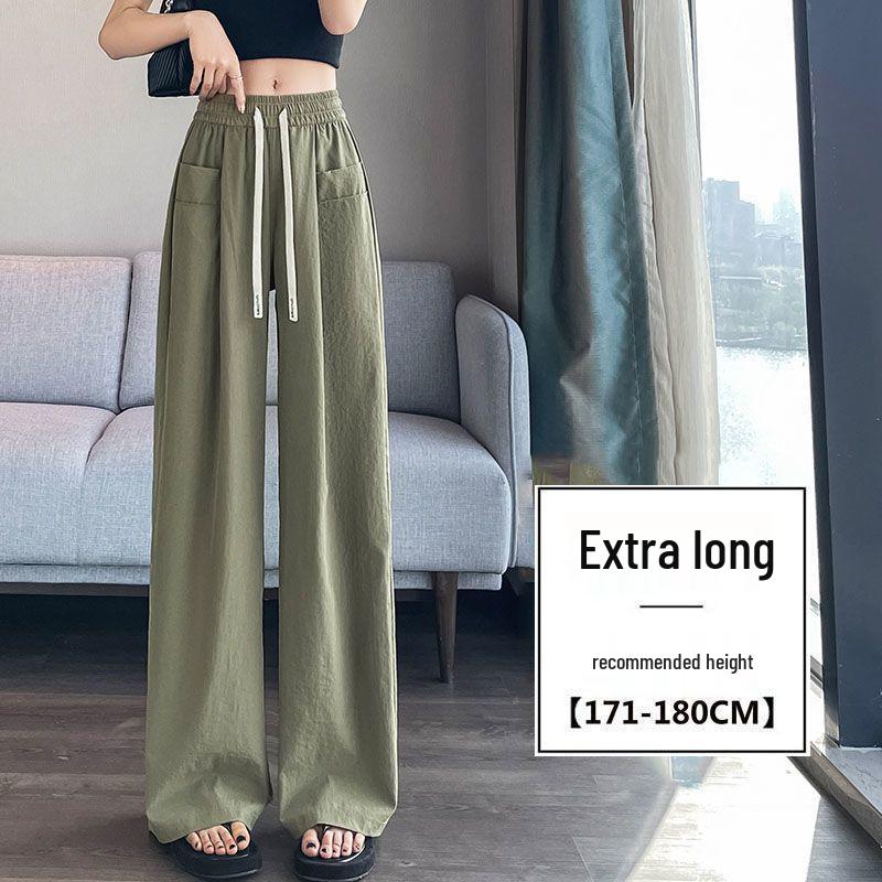 

Women s Army Green Slimming High-Waisted Wide-Leg Quick-Dry Casual Pants 2026 Summer S (for under 90 lbs)