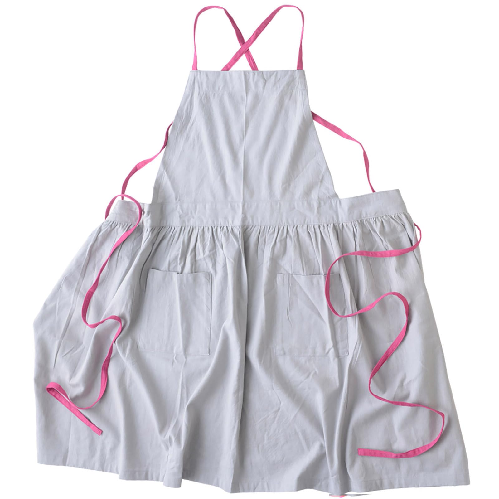 

kukugoto Фартук спереди Хлопковый Для детского сада Длина 80 х Ширина 80 76547 [И упаковываемый] Женский, На завязках, Льняной, Со сборкой, Кафе, Учителя, см, Миди, Серый, серый