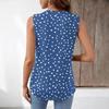 Women’s Loose Fit V Neck Sleeveless Top with Pleated Front and Floral Print Lightweight Casual Tank Blouse