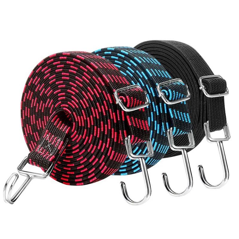 1M/2M/3M Motorcycle Elastic Rubber Luggage Rope with Cord Hooks Bike Roof Rack Strap Auto Fixed Band Tie Car Accessories