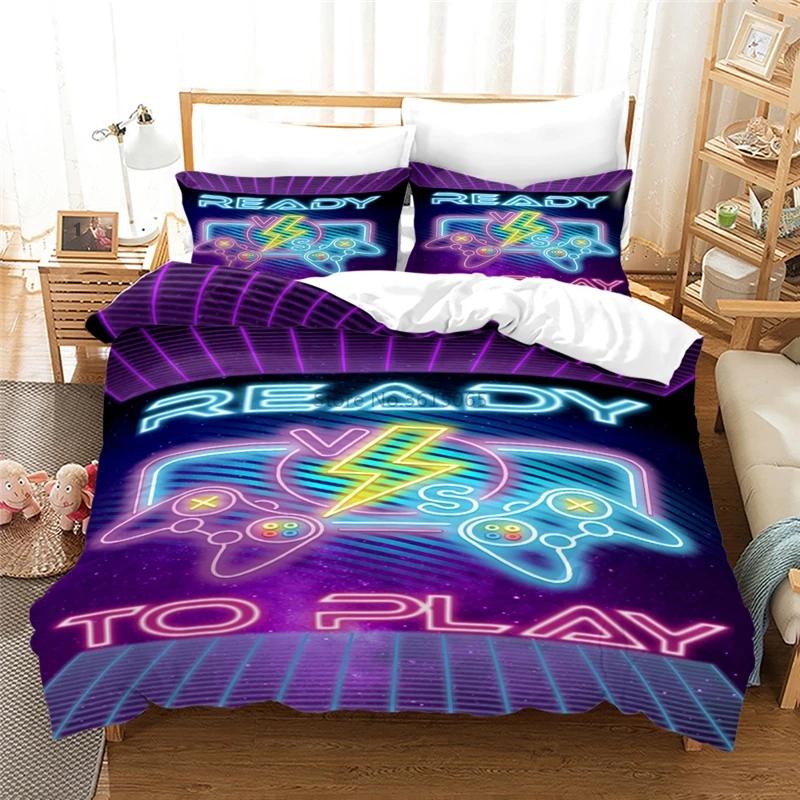 Black Games Gamepad Bedding Set Digital Printing Duvet Cover Set with Pillowcases Europe/Australia/USA Twin Full Queen King Size