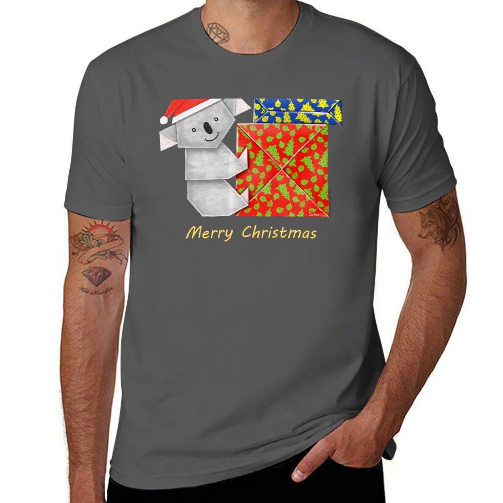 

Koala Origami and its mystery Christmas Gift boxes T-Shirt men t shirt cotton 100% cotton t shirts man 100% T-Shirt 4XL