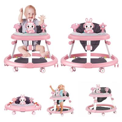 Baby Learning Walker Foldable with Mute Wheels, 7 Levels Height Adjustment Children Activity Walker, Walking Aid Anti-Rollover Prevent Genu