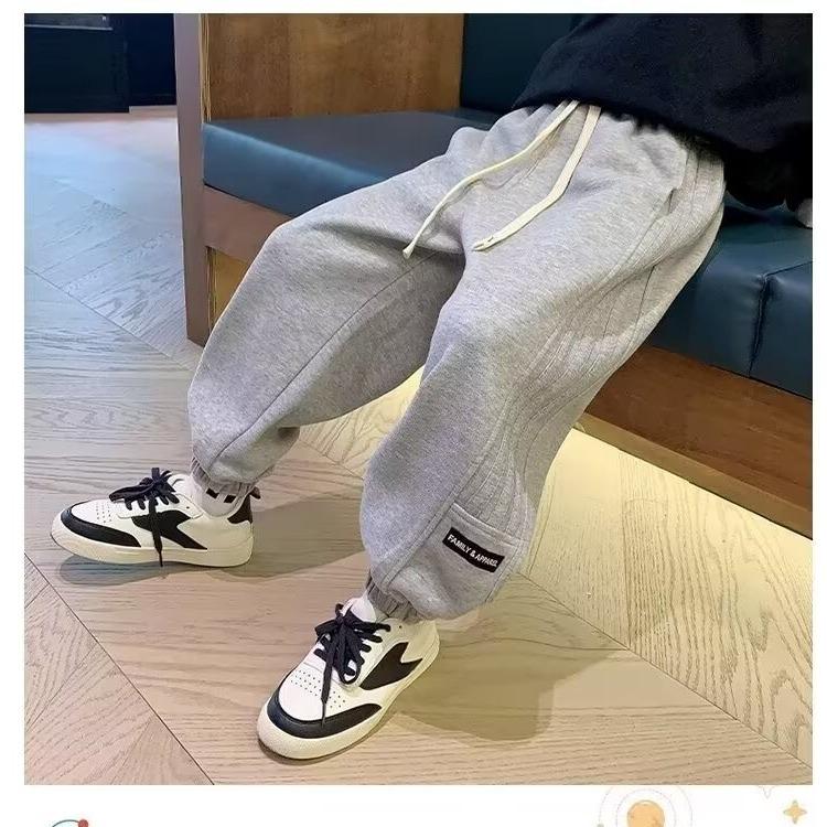 Pantaloni della tuta neri da ragazzo per primavera e autunno - Vestibilità casual leggera per bambini e adolescenti