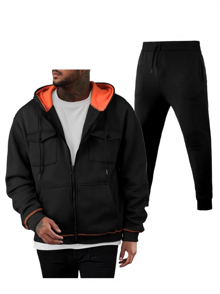 Men's Multi-Pocket Zipper Hoodie Sweatshirt 220g Fabric - Same Day Shipping