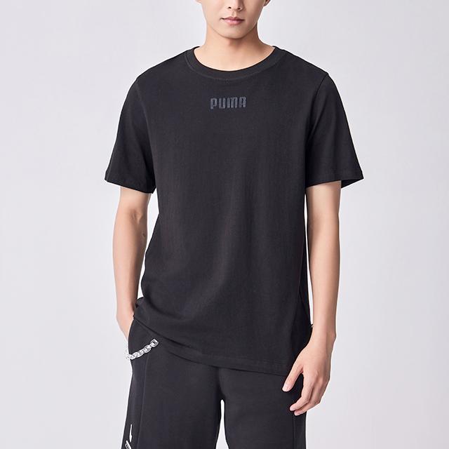 Puma Modern Basics Embroidered Logo Sports Crew Neck T-Shirt Men Tops Black 847669-01