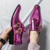 FashionHot Luxury Pink Mens Patent Leather Shoes Designer High Quality Pointed Chelsea Formal Shoes Man Dress Wedding Party Shoes Men