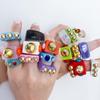 iF ME Chunky Aesthetic Large Colorful Golden Bead SquareTransparent Resin Acrylic Rings for Women Girl DIY Knuckle Party Ring Jewelry
