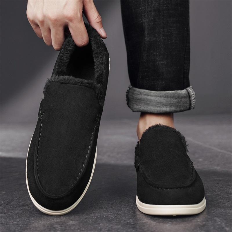 Fur Man Moccasins Large Size 39-48 Penny Loafers Men Casual Shoes Fleece-Lined Slip On Men's Flats Plush Male Driving Shoes 2026