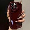 3pcs New Flat Printed Cream Burgundy Clear Wavy Edge Soft Phone Case For 17 16 15 14 13 12 11 Pro Max Plus 16e 17e Cover
