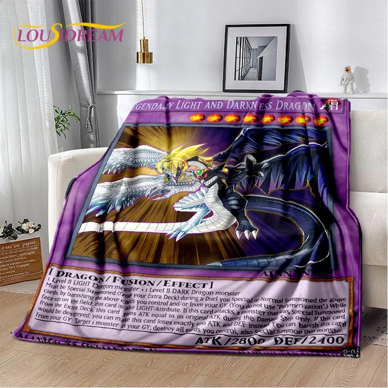 Monster Gold Card Cartoon Yu-Gi-Oh Anime Blue Eyes Dragon Game Soft Flannel Blanket for Bed Bedroom Sofa Picnic,Outdoors Leisure