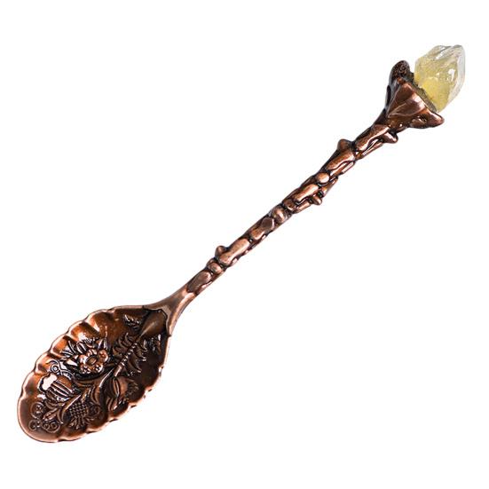 Crystal Coffee Scoop Vintage Carved Stirring Spoon Irregular Polished Stone Dessert Spoon