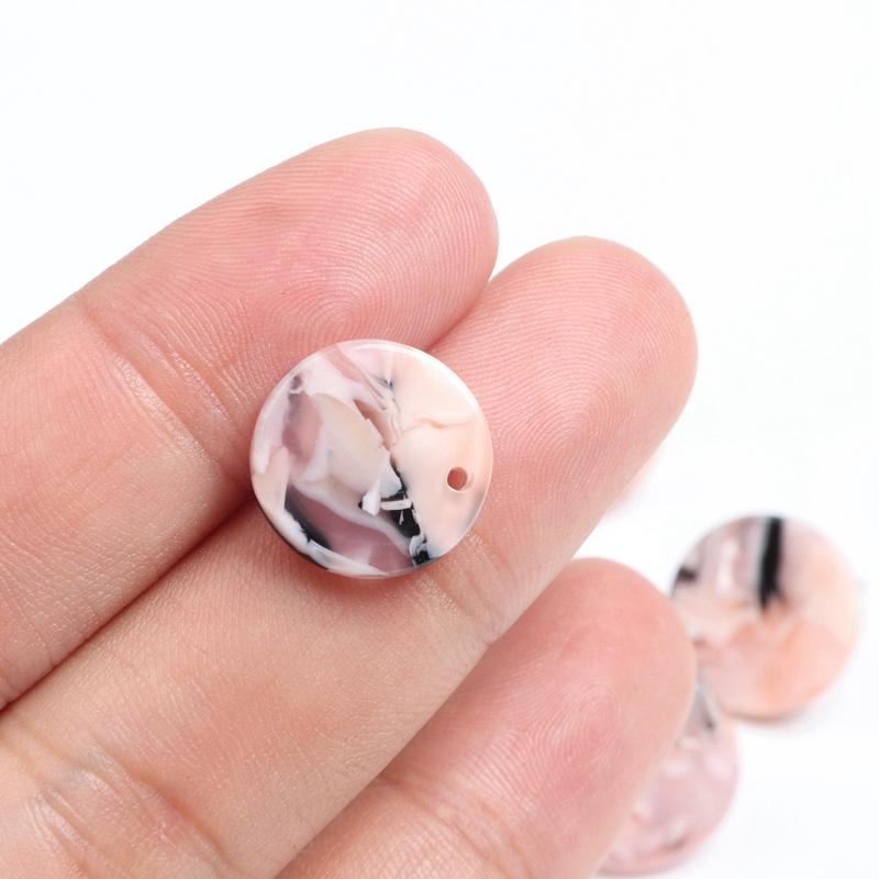 Neue Mode, Schildpatt-Steckohrringe, Acetat-Acryl-Steckohrringe für Damen, Runde Kreisstecker, Boho, Ohrring-Komponenten, 15mm