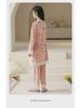 Damen Dreiteiliger Goldener Samt Pyjama Set – Spitze, Lange Ärmel, V-Ausschnitt, Sexy Herbst/Winter Homewear.