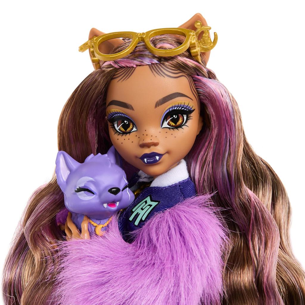 Monster High Clawdeen Wolf Doll Pet Dog Crescent Moon with and Other HRP65 Backpack, Planner, Snacks, Accessories,