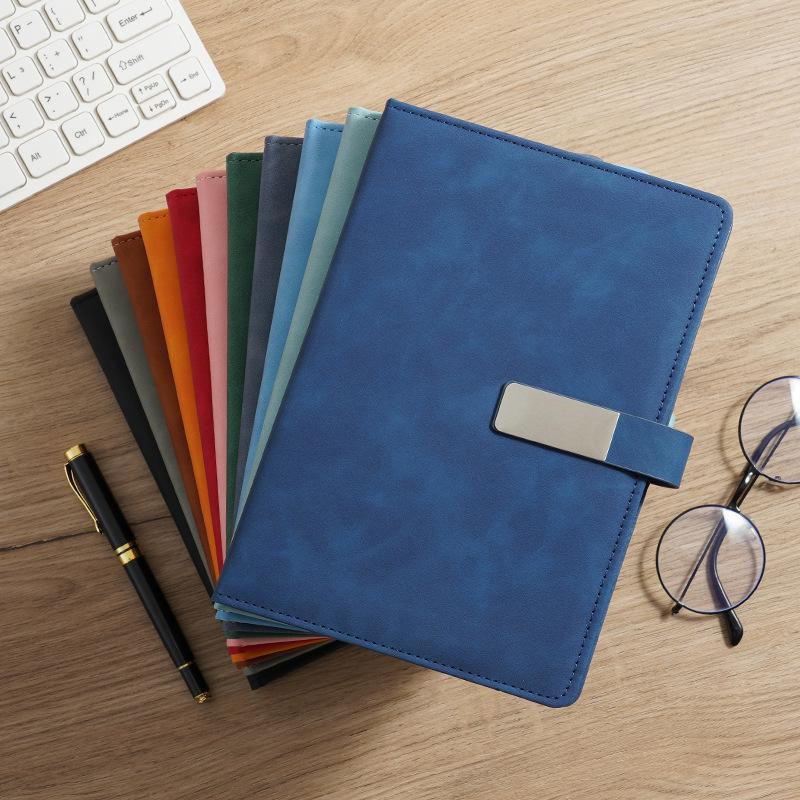 Custom Logo A5 Notebook: Elegant Soft Leather with Buckle, Business Diary Gift Set