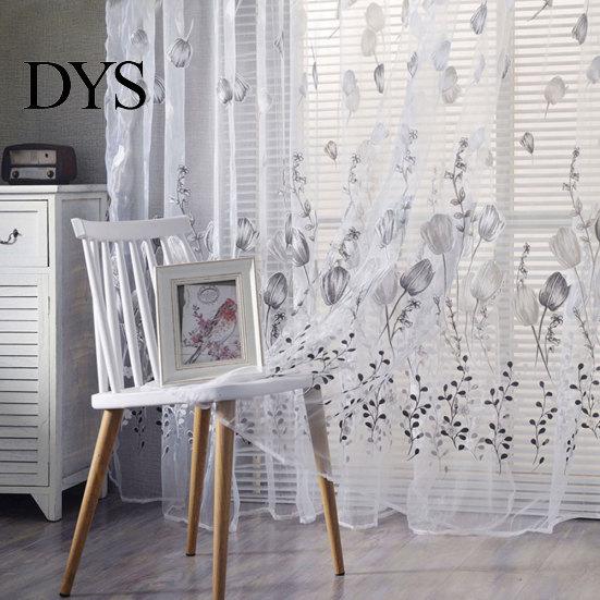 1x2m Tulip Flower Print Tulle Voile Curtain Window Drapery Balcony Room Decor