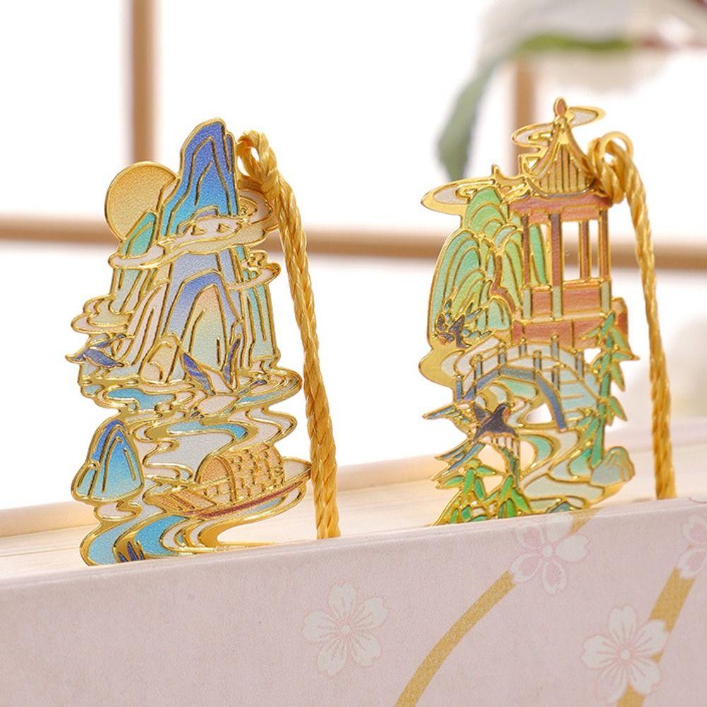 Painted Book Clip Tassel Pagination Mark New Brass Bookmark  Stationery
