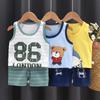 Sommer Kinder Ärmellose O Hals Weste Hosen Set Casual Baggy 2 stücke Anzug Baumwolle Cartoon Printes Outfit
