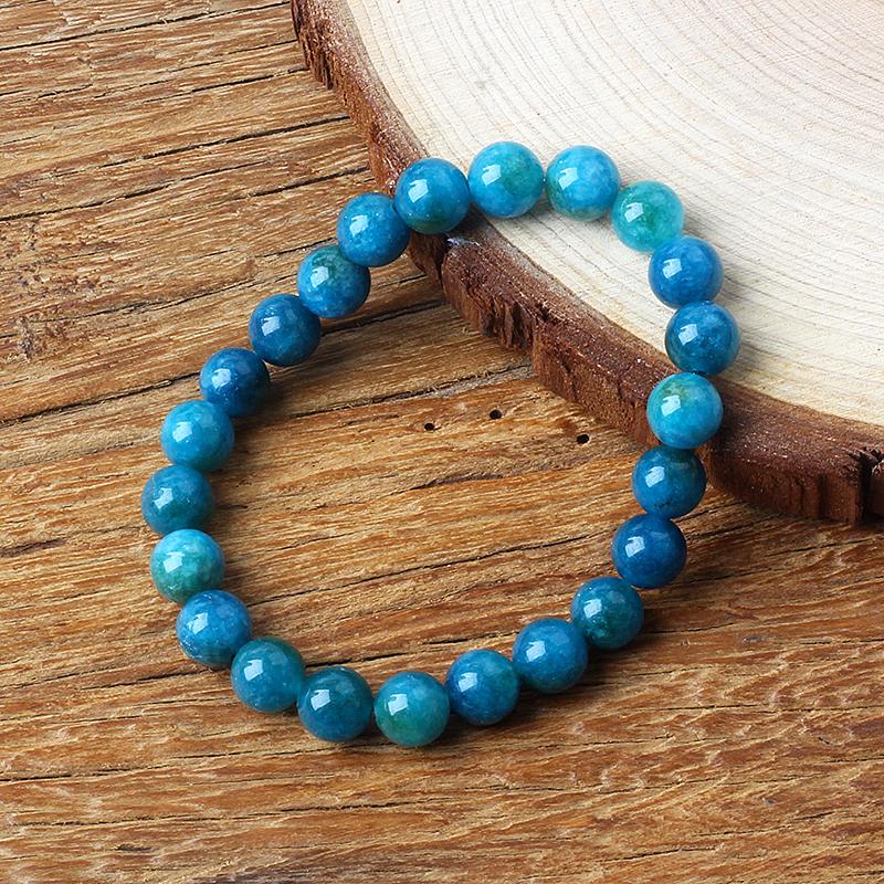 Original Reiki Blue Apatite Beads Bracelets Men Women Natural Stone Blood Circulation Stimulate Enthusiasm Health Care Jewelry