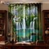 2pcs Natural Scenery Forest Printing Perforated Blackout Curtains   Multi Size Living Room Insulation Decoration
