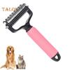 Pet Detangling Comb Handheld Undercoat Rake for Dogs Cats Double-Sided Stainless Steel Teeth Deshedding Grooming Brush for Thinning Shedding