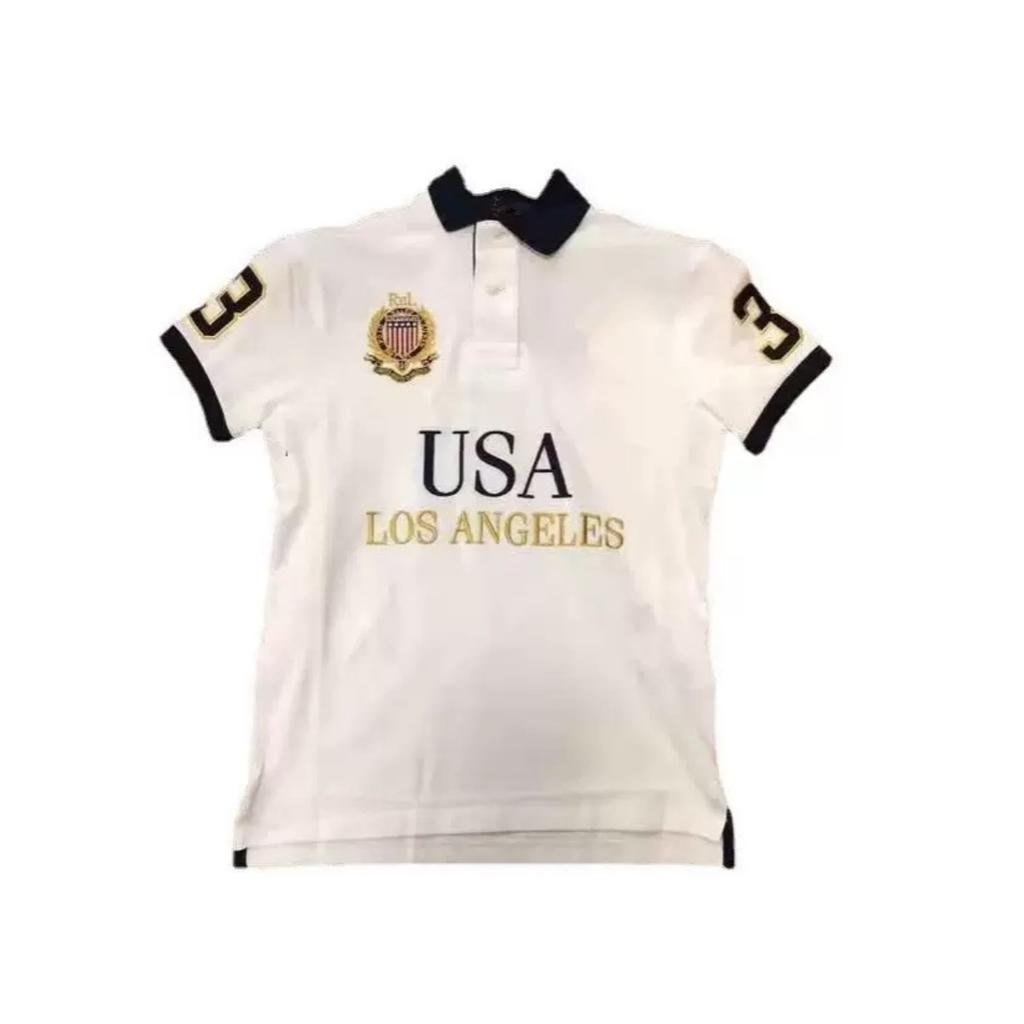 ZYLLO Neue Poloshirts Europäische und amerikanische Herren Kurzarm Freizeit Baumwolle Übergröße Bestickte T-Shirts