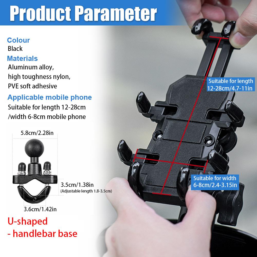 Motorcycle Phone Holder Shock Absorbe Handlebar Shock Resistant Mobile Phone Electric Bike Riding Delivery Navigation Holder