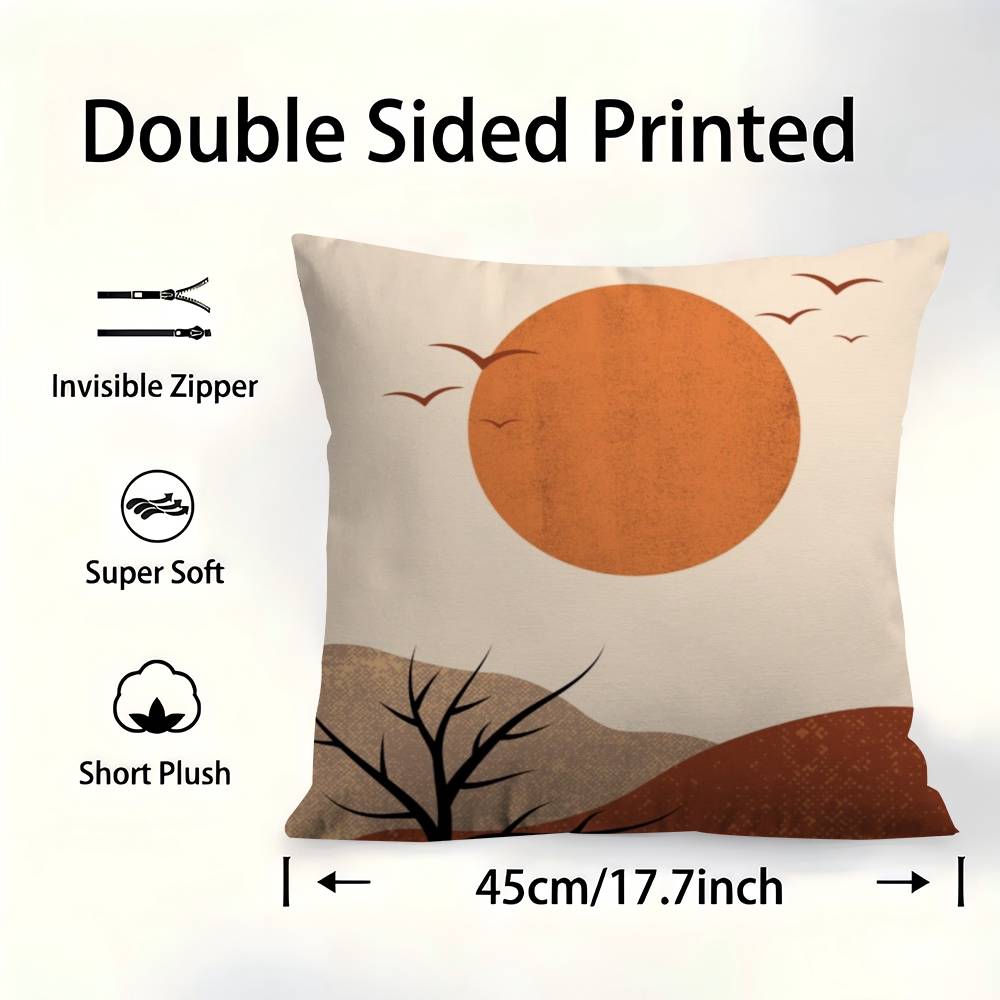 Modern Boho Style Tree Birds Sun Landscape Cushion Cover 30x50 Polyester Sofa Cushions Throw Pillows Home Decoration Pillowcover