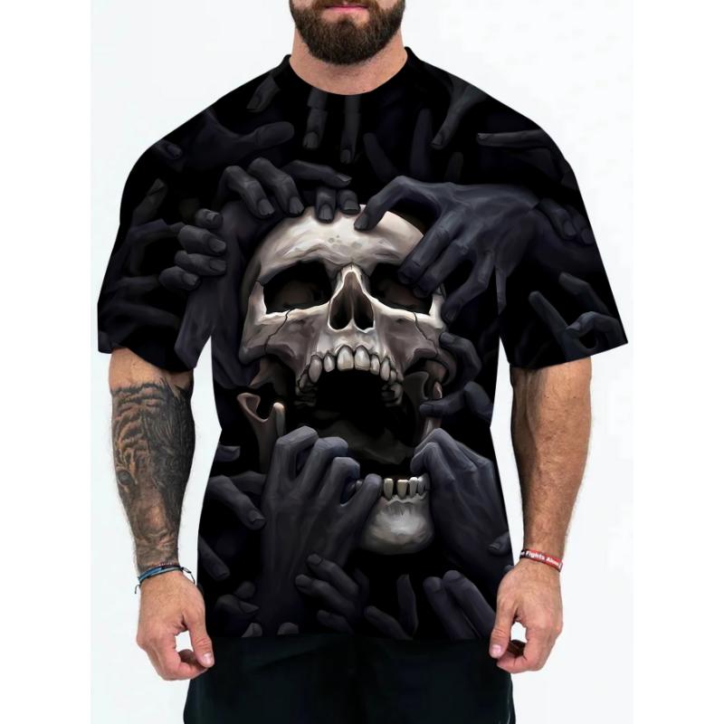 T-shirt Casual à Manches Courtes et Col Rond pour Homme - Impression Couleur 3D - Mode Casual