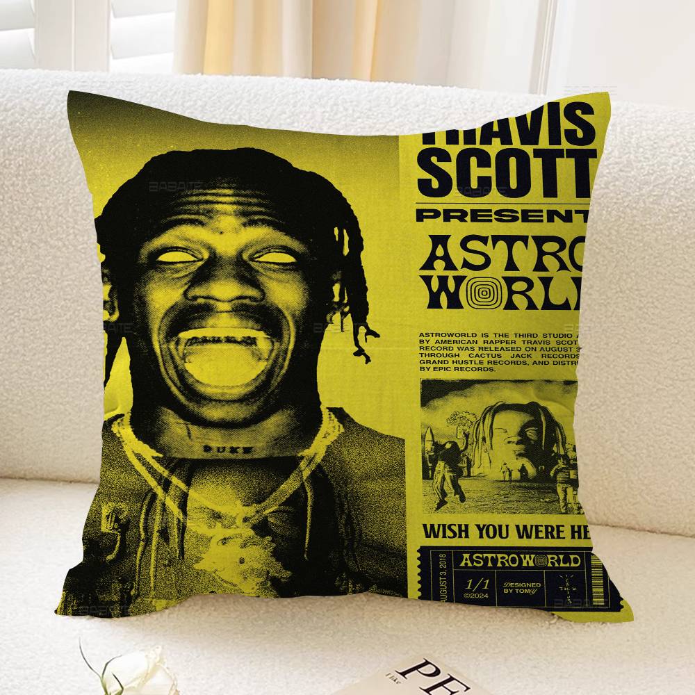 Travis Scott Astroworld 45*45cm Cushion Cover Pillow Cover Decor Pillowcase Home Pillowcase for Couch Pillow