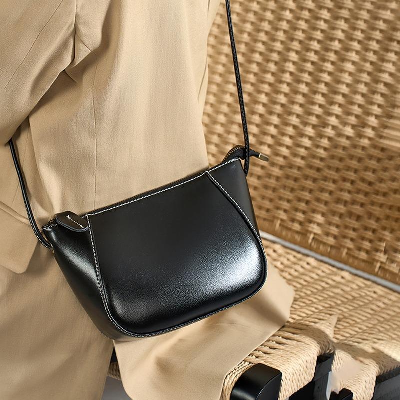 The First Layer of Cowhide Bag, Messenger Bag, Women's Versatile New Leather Women's Bag, Retro Simple Shoulder Bag