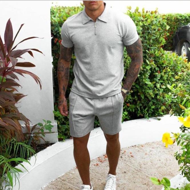 Sports Suit Men's Summer Fitness Short-sleeved T-shirt + Shorts Running Loose Casual Sportswear Large Size S-3XL