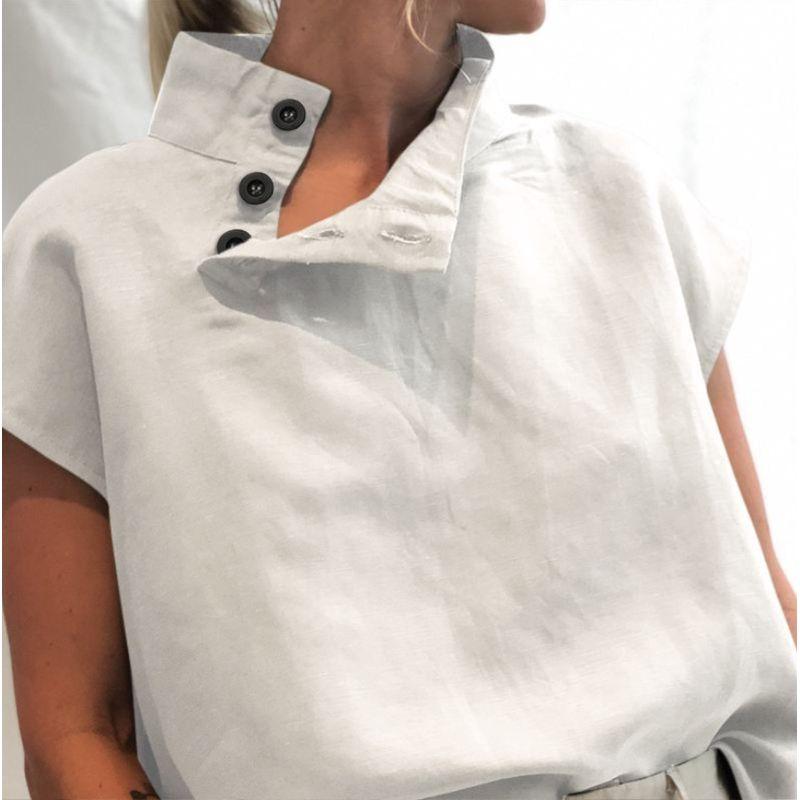 Summer Women's Short-Sleeved Shirt Button Casual Plus Size Loose Lapel Tops Women Casual Shirt Top