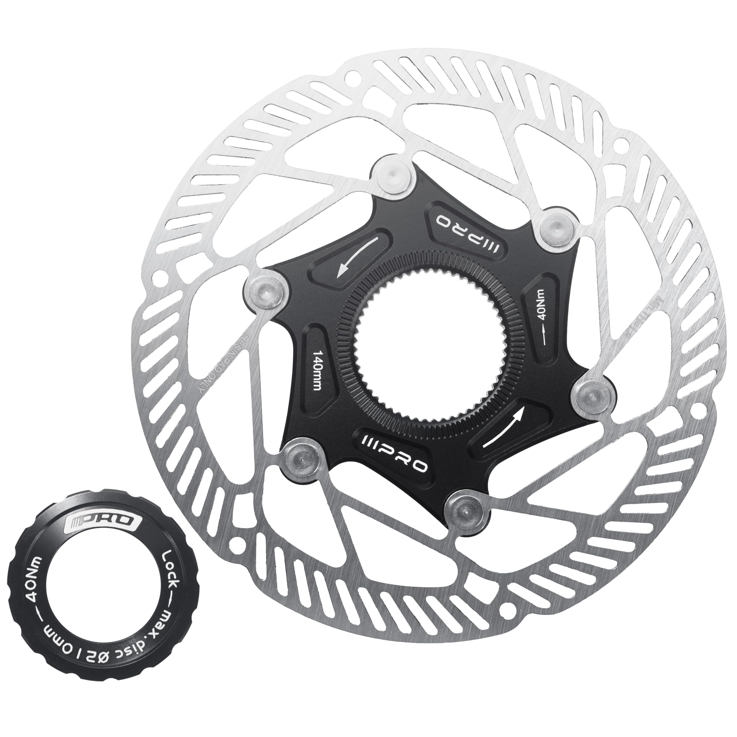 

Ротор дискового тормоза велосипеда, Center Lock, 140/160 мм, Черный/Серебристый (160мм)
