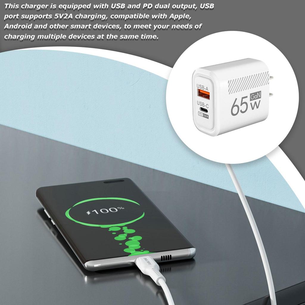 Fast Charging 65W USB Type C Charger EU PD 3.0 Quick Charge Wall For Phone Adapter For iPhone 15 Xiaomi Huawei Samsung